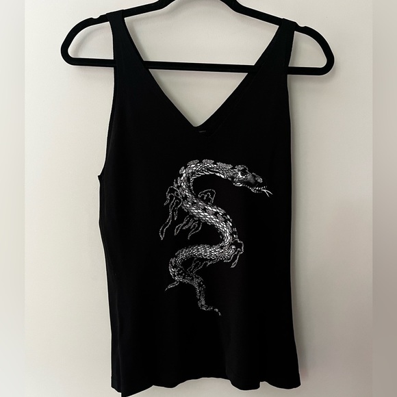 Y2K D. Exterior Snake Black Tank Top - Picture 2 of 3